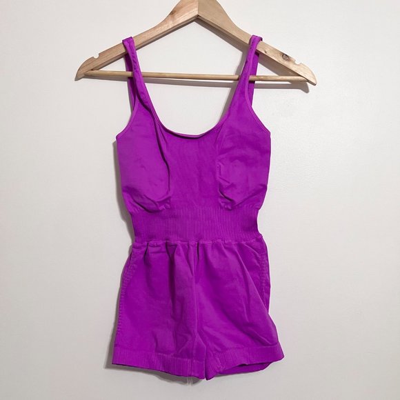 NWOT Free People Movement Good Karma Runsie in Neon Magenta - Picture 2 of 5
